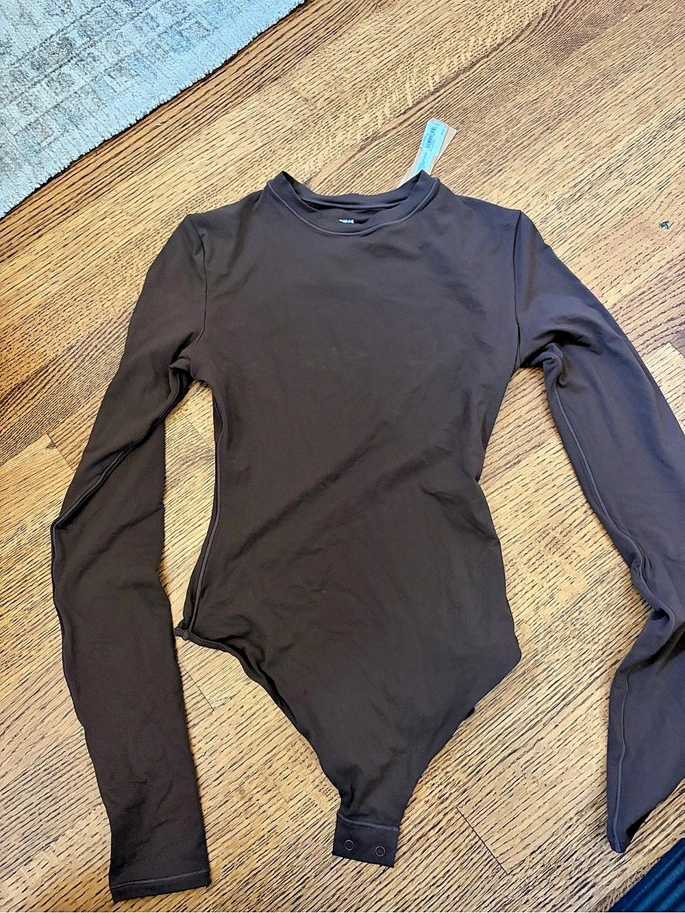SKIMS Fits Everybody Long Sleeve Crew Neck Bodysuit Brown XS